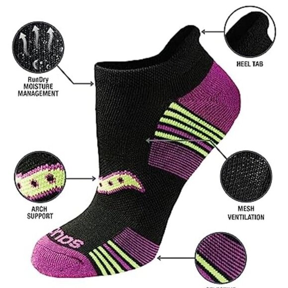 Saucony Women's 8 Pack Performance No Show Tab Athletic Ankle Socks Size Medium - Picture 3 of 8